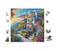 Casita Rural by The Sea Puzzle 100 Piezas Papel Mayores Terapia Ocupacional Alivio Estrés Tiempo Libre En Casa Regalo Original 28x28cm