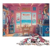 Casitas de Playa Puzzles Adultos 300 Piezas Juego De Rompecabezas Cumpleaños Juegos Educativos para Decoración del Hogar Stress Relief 300pcs (40x28cm)