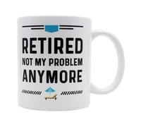 Casitika Funny Happy Retirement Coffee Mugs. Gag Mug Ideas for Men and Women. Retired Not My Problem Anymore. Fun Cup for Coworker. 11 oz White Cerami