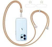 caslord Cordon para Movil Universal, con 2 Parches Duraderos, Colgante para Teléfono Compatible con Todos Los Teléfonos Inteligentes y la Mayoría de los Funda - Transparente+Arcoíris