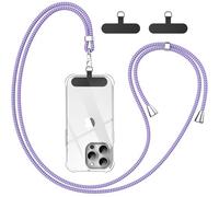 caslord Cordon para Movil Universal, con 2 Parches Duraderos, Colgante para Teléfono Compatible con Todos Los Teléfonos Inteligentes - Arcoíris morado