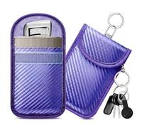 caslord Keyless Go Funda Protectora para Llave de Coche, Bolsa de Blindaje de Señal, Funda Bloqueo de Señal de Seguridad Anti RFID (2 Unidades, Faraday Bags),11,5 x 7,5cm,S-Morado Claro
