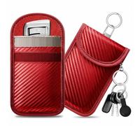 caslord Keyless Go Funda Protectora para Llave de Coche, Bolsa de Blindaje de Señal, Funda Bloqueo de Señal de Seguridad Anti RFID (2 Unidades, Faraday Bags),11,5 x 7,5cm,S-Rojo Oscuro