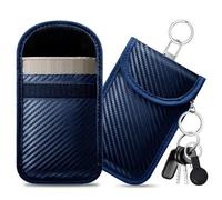 caslord Keyless Go Funda Protectora para Llave de Coche, Bolsa de Blindaje de Señal, Funda Bloqueo de Señal de Seguridad Anti RFID (2 Unidades, Faraday Bags),14 x 9cm,M-Azul Oscuro