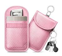 caslord Keyless Go Funda Protectora para Llave de Coche, Bolsa de Blindaje de Señal, Funda Bloqueo de Señal de Seguridad Anti RFID (2 Unidades, Faraday Bags),14 x 9cm,M-Rosa