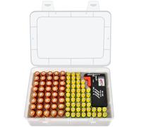 Casmilee Caja de almacenamiento de batería, caja de pilas con capacidad para 40 pilas AA y 50 pilas AAA con comprobador de batería, organizador de plástico, caja de batería (solo caja)