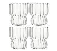 CASNO Juego de vasos de cristal ondulados vintage con pajita de vidrio para agua, zumo de frutas, vino, cerveza, cocina, bar