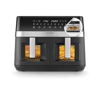 CASO AirFry DuoChef - 2 en 1 Freidora de aire sin aceite con doble compartimento de 5,5 L o un gran horno AirFry de 14 L, 10 programas, SHAKE-Reminder, temporizador, pantalla LED, lavavajillas, 2200W