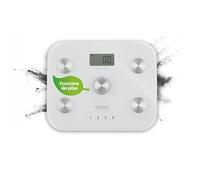 CASO Body Energy Fit - Báscula De Baño Digital de densidad ósea, aqua, grasa corporal y muscular, 4 perfiles de usuario guardables, Graduación de 100g precisión, Plataforma de Vidrio, 150kg, blanca