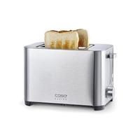 CASO Classico T2 Duo - Tostadora de acero inoxidable para 2 rebanadas, 5 niveles de tostado, función de descongelación/calentamiento, bandeja recogemigas, acero inoxidable
