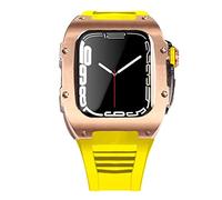 Caso de correa de acero de acero inoxidable más última para la banda 7 45 mm Case de aleación de titanio para iWatch 7 6 5 4 SE 44 mm DIY MOD Kit set