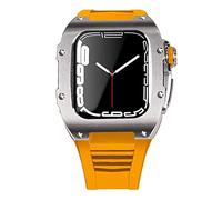 Caso de correa de acero de acero inoxidable más última para la banda 7 45 mm Case de aleación de titanio para iWatch 7 6 5 4 SE 44 mm DIY MOD Kit set