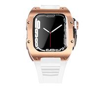 Caso de correa de acero de acero inoxidable más última para la banda 7 45 mm Case de aleación de titanio para iWatch 7 6 5 4 SE 44 mm DIY MOD Kit set