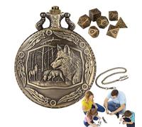 Caso de la carcasa del reloj de bolsillo - Shell de dados vintage, diseño de enlace de cadena portátil | Soporte de pieza de juego, kit de juego de tablero de inspiración retro, conjuntos de