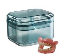 Caso De La Dentadura Postiza | Baño De Limpieza De Dentaduras Postizas Con Bandeja De Drenaje Incorporada | Caja De Almacenamiento Para Dentaduras Postizas, Dentaduras Postizas Parciales, Puentes Post