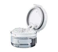 Caso de limpieza de dentaduras postizas - Baño de retención compacto con de drenaje | Copa de limpieza de ortodoncia en la marcha para alineadores, aparatos ortopédicos y protectores bucales |