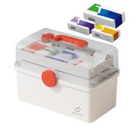 Caso de medicina: caja de almacenamiento de medicamentos, kit de supervivencia familiar plegable con 3 capas de gran capacidad | Estuche de píldora extraíble | Organizadores de píldoras, contenedor ce