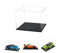 Caso de Pantalla de Acrílico Transparente Grueso de 3MM, Base Gruesa, a Prueba de Polvo, para Objetos de Colección, Lego 40554 60181 75571(Negro, 25x15x18cm/10x6x7in)