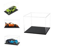 Caso de Pantalla de Acrílico Transparente Grueso de 3MM, Base Gruesa, a Prueba de Polvo, para Objetos de Colección, Lego (Negro, 15x10x10cm/6x4x4in)