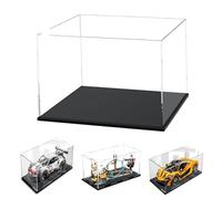 Caso de Pantalla de Acrílico Transparente Grueso de 3MM, Base Gruesa, a Prueba de Polvo, para Objetos de Colección, Lego 21063 21061 60419 31109 76294(Negro, 50x30x40cm/20x12x16in)