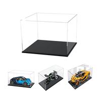 Caso de Pantalla de Acrílico Transparente Grueso de 3MM, Base Gruesa, a Prueba de Polvo, para Objetos de Colección, Lego 75347 42205 21270 75387 42161 42173 (Negro, 35x20x20cm/14x8x8in)