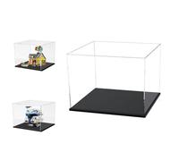 Caso de Pantalla de Acrílico Transparente Grueso de 3MM, Base Gruesa, a Prueba de Polvo, para Objetos de Colección, Lego (Negro, 28x16x20cm/11x6.3x8in)