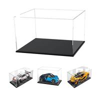 Caso de Pantalla de Acrílico Transparente Grueso de 3MM, Base Gruesa, a Prueba de Polvo, para Objetos de Colección, Lego (Negro, 50x25x30cm/20x10x12in)
