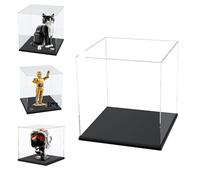 Caso de Pantalla de Acrílico Transparente Grueso de 3MM, Base Gruesa, a Prueba de Polvo, para Objetos de Colección, Lego 21341 43247 10370 60375 75583 76261(Negro, 30x30x30cm/12x12x12in)