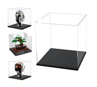 Caso de Pantalla de Acrílico Transparente Grueso de 3MM, Base Gruesa, a Prueba de Polvo, para Objetos de Colección, Lego 10281 43249 75403 75381(Negro, 25x25x25cm/10x10x10in)