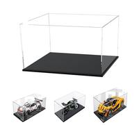 Caso de Pantalla de Acrílico Transparente Grueso de 3MM, Base Gruesa, a Prueba de Polvo, para Objetos de Colección, Lego 42172 42143 42096 42156 42115(Negro, 55x33x30cm/22x13x12in)