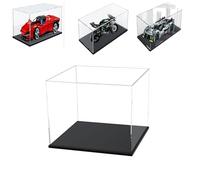 Caso de Pantalla de Acrílico Transparente Grueso de 3MM, Base Gruesa, a Prueba de Polvo, para Objetos de Colección, Lego (Negro, 20x15x15cm/8x6x6in)