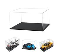 Caso de Pantalla de Acrílico Transparente Grueso de 3MM, Base Gruesa, a Prueba de Polvo, para Objetos de Colección, Lego 60444 60445 42154 76966 60408(Negro, 50x40x20cm/20x16x8in)