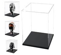 Caso de Pantalla de Acrílico Transparente Grueso de 3MM, Base Gruesa, a Prueba de Polvo, para Objetos de Colección, Lego 21349 75398 77072 43230(Negro, 25x25x40cm/10x10x16in)