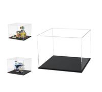 Caso de Pantalla de Acrílico Transparente Grueso de 3MM, Base Gruesa, a Prueba de Polvo, para Objetos de Colección, Lego (Negro, 25x20x20cm/10x8x8in)