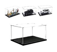 Caso de Pantalla de Acrílico Transparente Grueso de 3MM, Base Gruesa, a Prueba de Polvo, para Objetos de Colección, Lego (Negro, 40x30x25cm/16x12x10in)