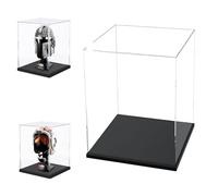 Caso de Pantalla de Acrílico Transparente Grueso de 3MM, Base Gruesa, a Prueba de Polvo, para Objetos de Colección, Lego (Negro, 20x20x30cm/8x8x12in)