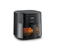 CASO Design Freidora de aire sin aceite AirFry 6.0 con doble compartimento de 6 L, 8 programas, SHAKE-Reminder, Temperatura y Tiempo Regulables, pantalla LED, lavavajillas, 1700W