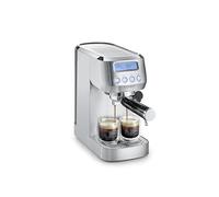Caso Espresso Gourmet Crema - Cafetera Espresso con 1350W, bomba ULKA de 20 bares, Tiempo de calentamiento de 12 segundos, Brazo Doble Salida, Vaporizador, Superficie Calientatazas - Plata