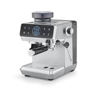 Caso EspressoGourmet & Grind - Máquina portafiltros de acero inoxidable con molinillo, bomba Ulka de 20 bares, pantalla táctil, termobloque, función de precalentamiento, lanza de vapor, depósito de