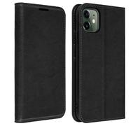Caso IPHONE 11 Lámina Piel Genuina Tarjetero Tarjetas Soporte de Vídeo Negro