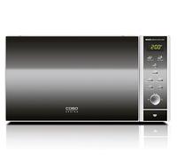 CASO Microondas MCG30 Ceramic Chef 3 en 1 con parrilla y aire caliente, 2100 W, 30 L, base de vidrio de borosilicato, parrilla para 2 niveles, función de horno hasta 200 °C, acero inoxidable, plateado