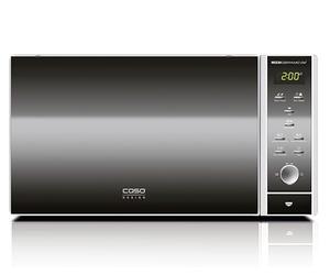 CASO MCG 30 Ceramic Chef - microondas 3 en 1 sin plato giratorio de 900W con grill de 1200W y aire caliente de 2100W - Capacidad grande de 30L - pantalla digital, frontal espejado - negro