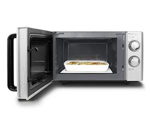 CASO MG 20 Ecostyle Ceramic - Microondas sin plato giratorio - Microondas con grill 1000W - Capacidad de 20L - 9 programas automáticos - Temporizador hasta 60 mins - grande - plateado