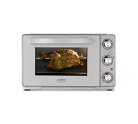 CASO TO 26 SilverStyle - Horno de sobremesa de acero inoxidable con Bandeja recogemigas y piedra para pizza, capacidad de 26 L, 1500 W de Potencia, hasta 230°C y 150 min - 5 modos de calor