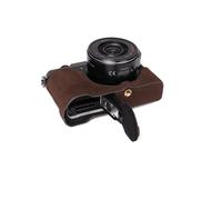 Caso TP Hecha a Mano de Cuero Genuino Bolso de la cámara Real La Mitad de la cámara para Panasonic GX85 GX80 GX7 II de Brown Oscuro de Fondo Abierto