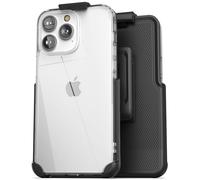 Caso transparente encerrado con Holster compatible con el clip de correa de iPhone 14 Pro Max: portada transparente protectora con soporte para telf