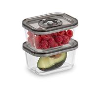 Caso Vacío Fresco de Vidrio - Recipiente de Vacío Apilable - Estilo Minimalista - 2 Recipientes de 500 ml - Apto para Microondas y Lavavajillas - 14.5 cm x 7.5 cm x 14.5 cm
