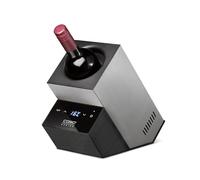 CASO WineCase Deluxe Inox - Enfriador de vino para una botella con batería, rango de temperatura de 5 - 18 °C, para botellas de hasta 9 cm de diámetro, control táctil, carcasa de acero inoxidable