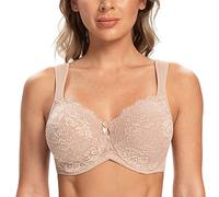 CASOLACE Mujeres Busto Completo Encaje Sexy Aros Sin Forro Sujetador Minimizer Beige-cordón 105E
