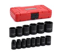 CASOMAM - Juego de 14 llaves de vaso de impacto superficial de 1/2 pulgadas, 6 puntos, SAE, 3/8" a 1-1/4"